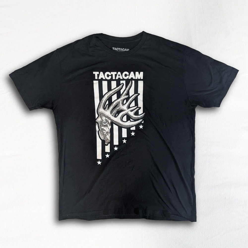 Tactacam Mens XL Graphic T-Shirt Black Deer Skull Antlers Hunting Tee Nicaragua